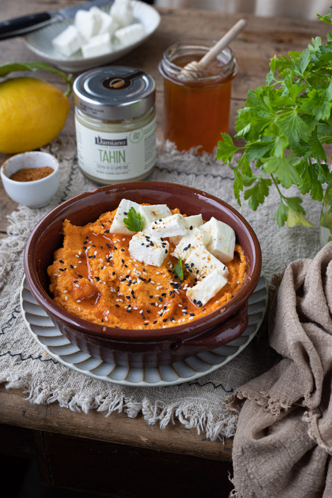 Recette image Hummus di carote con miele e feta