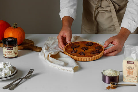 Recette image Crostata alle mandorle con zucca e Chocobella classica