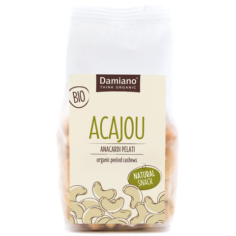 Sacchetto di anacardi pelati, snack naturale bio