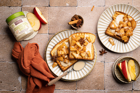 Recette image Apple cinnamon toast con pasta di mandorle crunchy