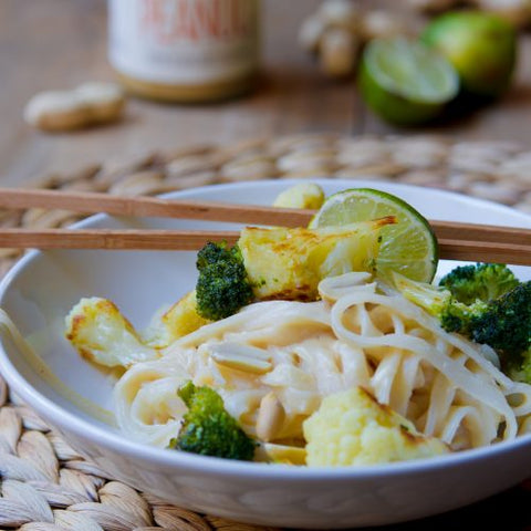 Recette image Noodle di riso alle verdure d’inverno con burro d'arachidi